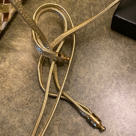 Two Tone Gold & Copper Leather Bag with Adjustable Shoulder Strap - Picture 3 of 11